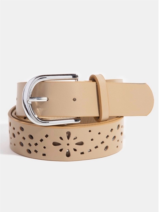 Boutique Brand Accessories - NWT Women's Laser-Cut Tan Belt with Silver Buckle